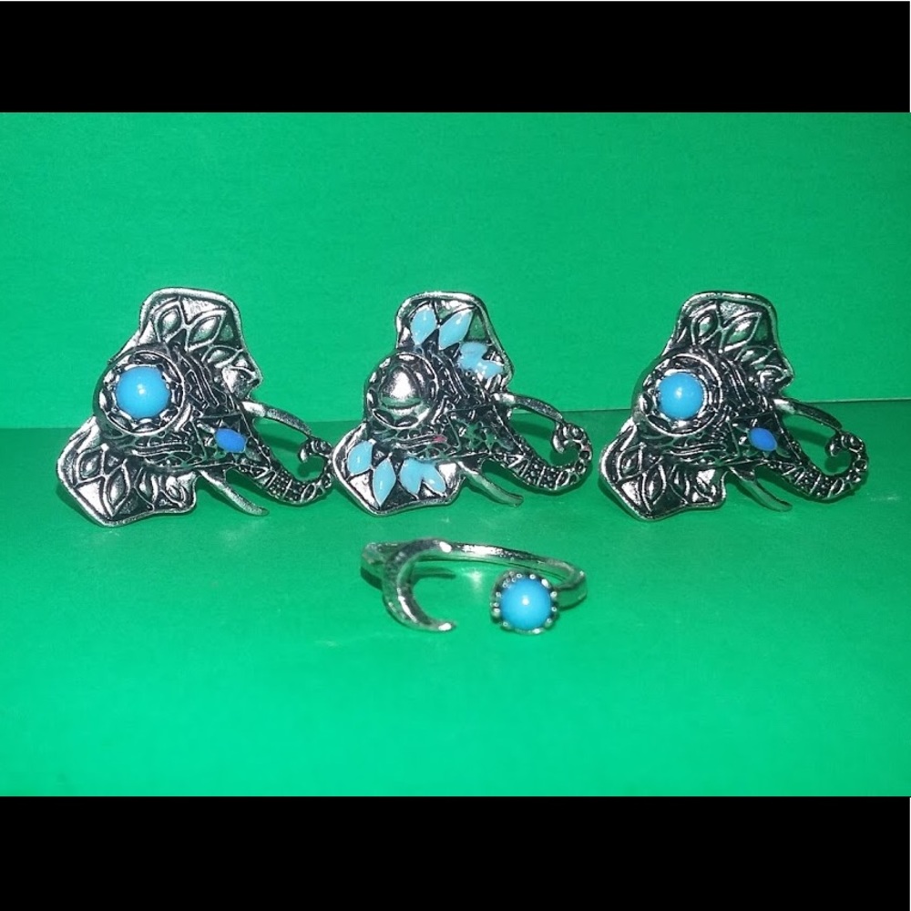 *SALE* 4pc Turquoise* Elephant Designed Rings!
